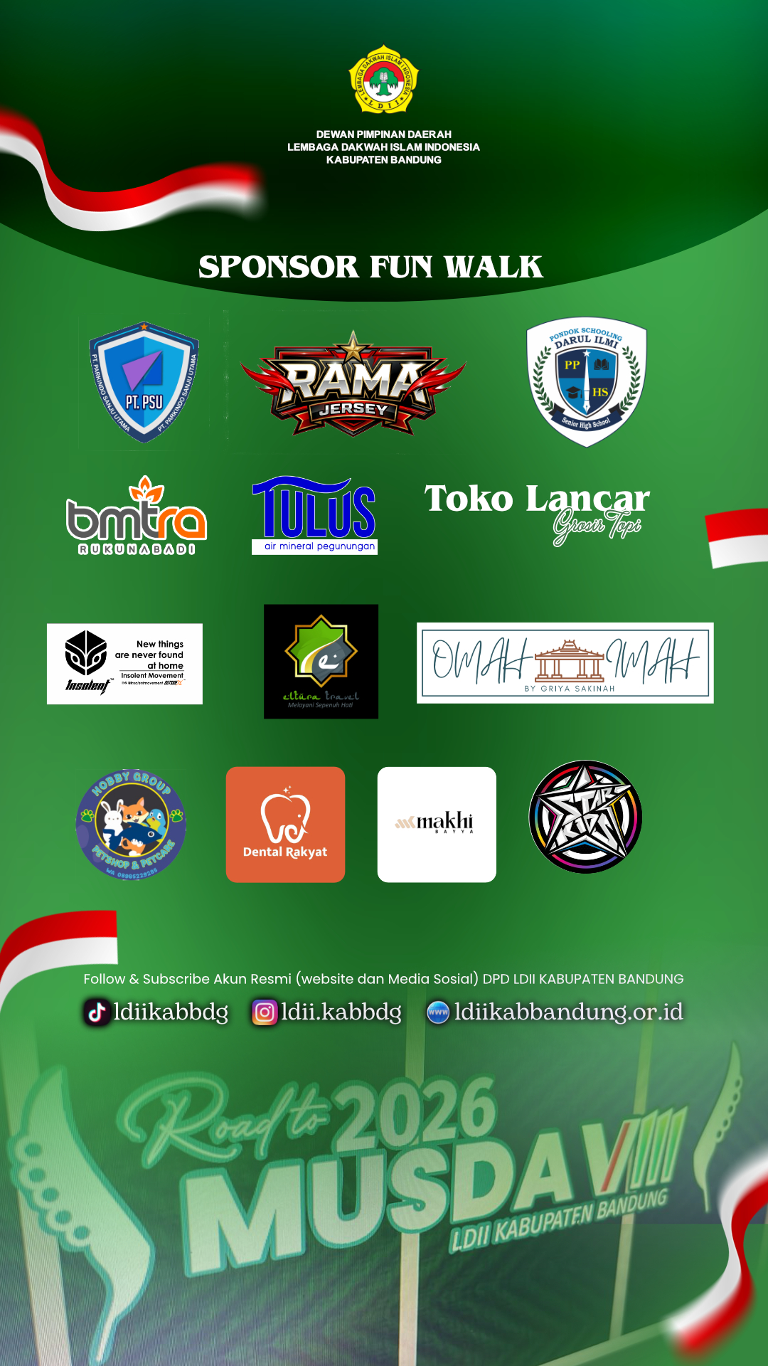 Para Sponsor FUN WALK Zero Waste - Road To MUSDA VIII 2026 DPD LDII Kabupaten Bandung